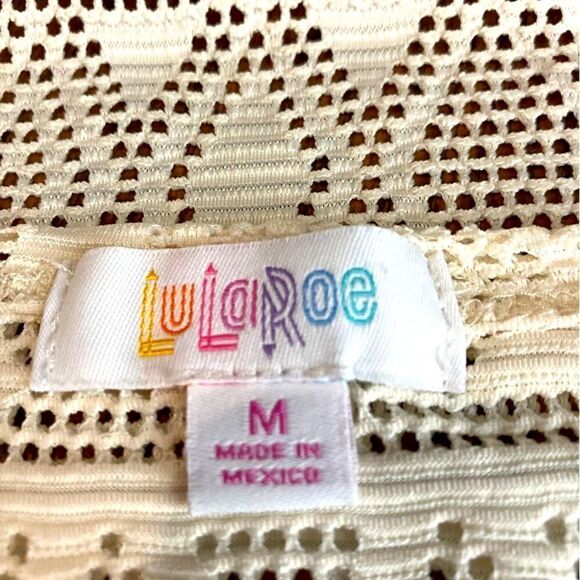 Lularoe Nylon Lace Open Front Beige Cardigan Size M Like New - Picture 5 of 7